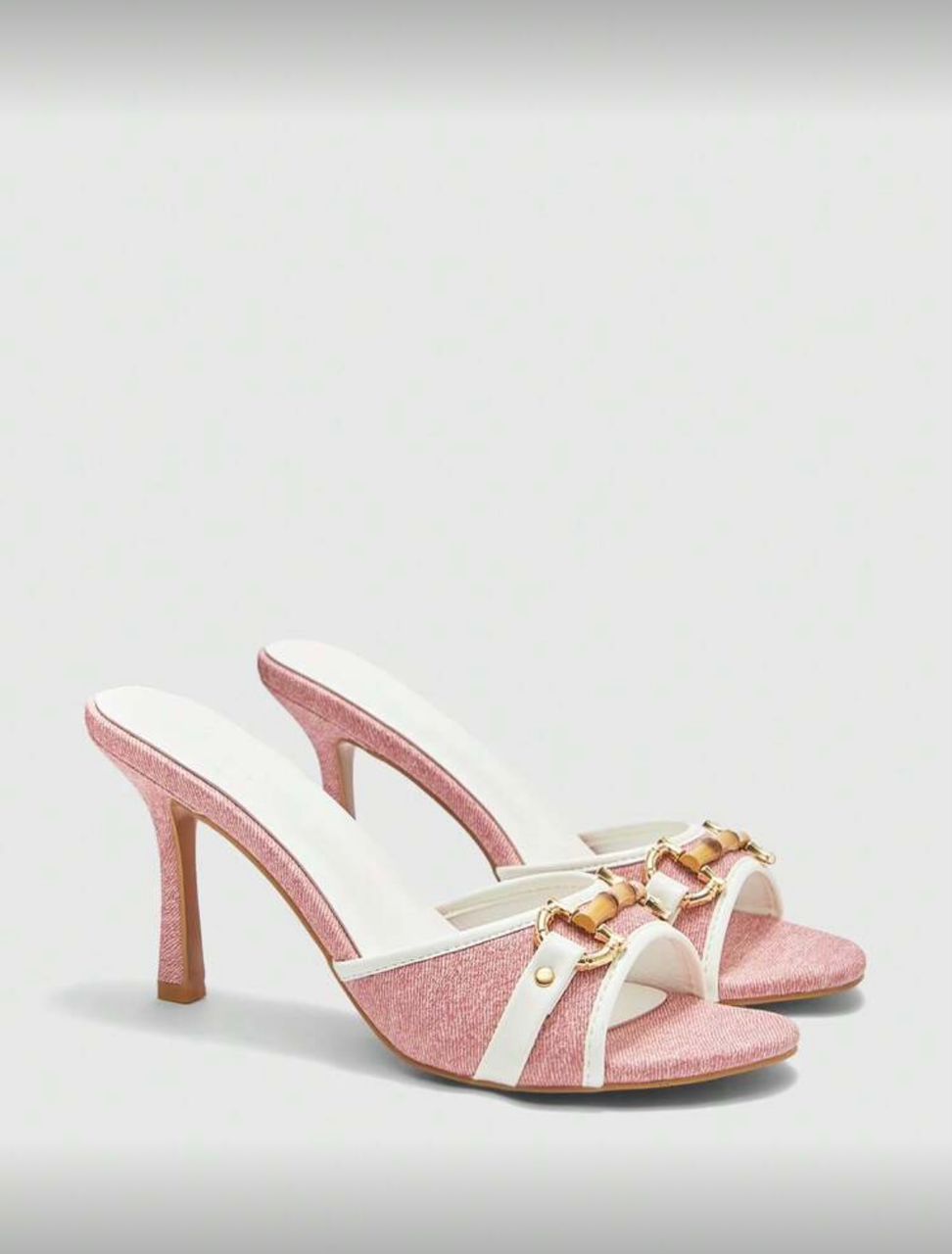 Denim round toe mule