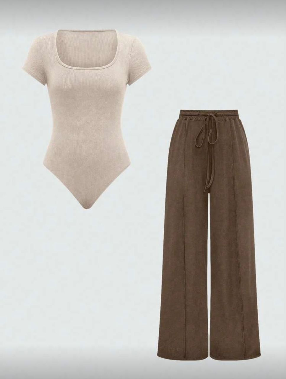 Wide leg pants & square neck top&