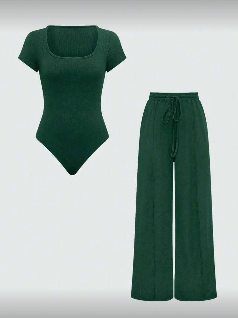 Wide leg pants & square neck top&