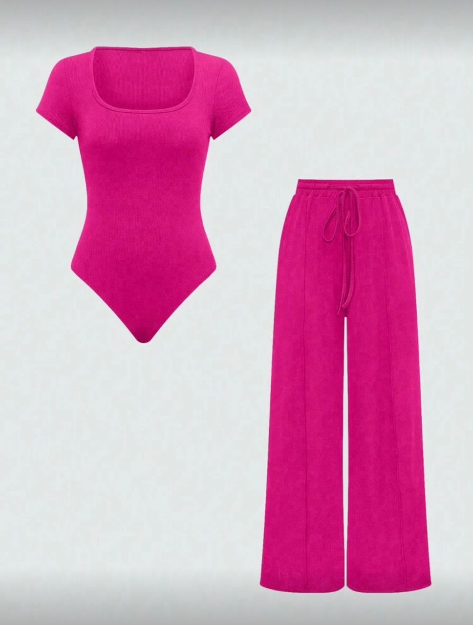 Wide leg pants & square neck top&