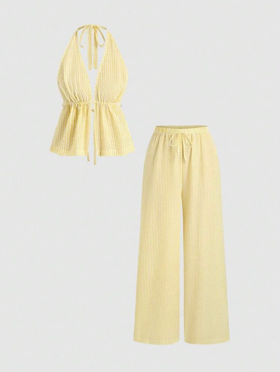 Stripped halter neck top & long pants set