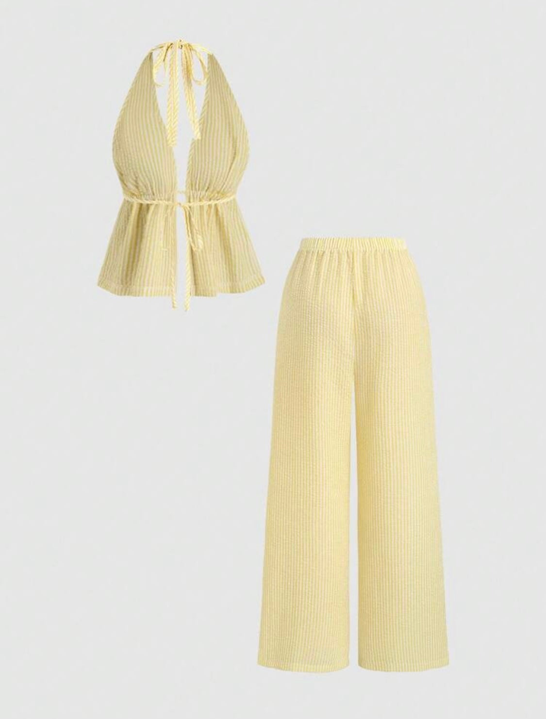 Stripped halter neck top & long pants set