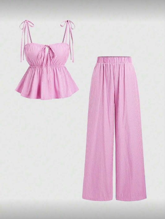 Stripped camisole & long pants set