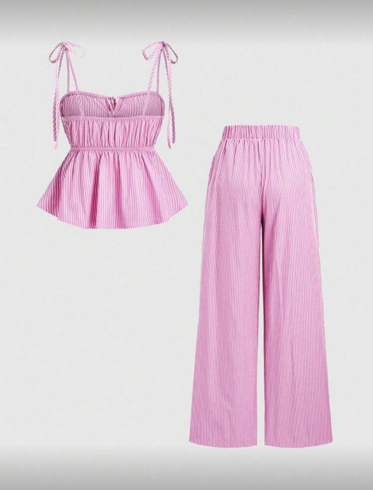 Stripped camisole & long pants set